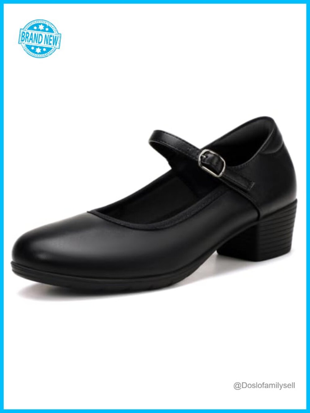 Mary Jane Heels Closed Toe Low Block Pump Business Casual Dress Shoes